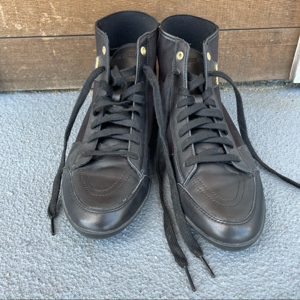Diesel Daily Kick Black Leather & Mesh Sneakers 8 View 5